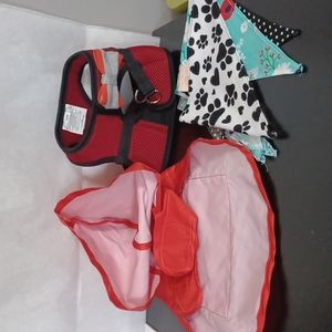 Doggie Harness, Raincoat with hood and 4 bandana for medium size Yorkie
